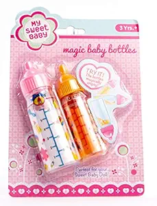 Toysmith BABYDOLL Magic DOLL Bottles SET Of Two MILK & Juice girls toy