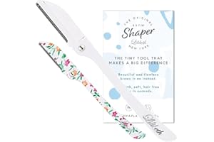 Lilibeth of New York Original Brow Shaper - Foldable Eyebrow Trimmer & Facial Hair Removal Device - Peach Fuzz Remover - Dermaplaning Tool for Women - Pack of 2 - Floral & White