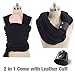 Allis Baby Sling Stretchy Wrap Carrier with Leather Cuff (Black)