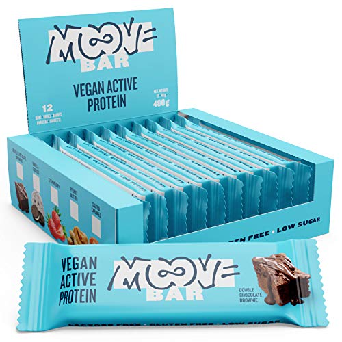 Moove - Barrita de proteínas vegana, sabor a brownie de chocolate doble