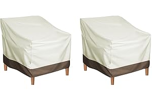 MERWDEEYT Gartenstuhl Abdeckung Wasserdicht 210D Schutzhülle für Gartenstühle, 2 Stück Stuhlabdeckung Outdoor Wetterfest Abdeckhauben für Stühle, Gartensessel Abdeckung für Gartenmöbel, 80x85x91.5cm (Beige)