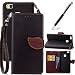 Produktbild Für Huawei P9 Lite Hülle, GrandEver Lederhülle Handschlaufe Schutzhülle Flip Case Baum Blatt Design Backcover Flip Cover Wallet Hardcase im Bookstyle Handyhülle Tasche mit Standfunktion Kartenschlitz Schutzfolie Buchstil Klapptasche in Lederoptik Etui Brieftasche (Schwarz) und Schwarz Stylus Pen