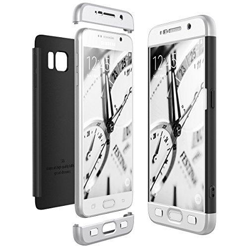 CE-Link für Samsung Galaxy S6 Hülle, Hardcase 3 in 1 Handyhülle Ultra Dünn Hartschale 360 Grad Full Body Schutz 3 Teilig Styliche Handytasche Backcover Schutzhülle Anti-Kratzer Elegant Stoßfest Hart PC Skin Rückdeckel Glatte Rückseite Bumper - Silber + Schwarz CE-Link für Samsung Galaxy S6 Hülle, Hardcase 3 in 1 Handyhülle Ultra Dünn Hartschale 360 Grad Full Body Schutz 3 Teilig Styliche Handytasche Backcover Schutzhülle Anti-Kratzer Elegant Stoßfest Hart PC Skin Rückdeckel Glatte Rückseite Bumper - Silber + Schwarz