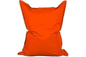 Lumaland - Puf gigante diseño XXL para interior/exterior, cojín de 380 l, relleno de material virgen, 140 x 180 cm, disponible en diferentes colores, tela, Orange., Intérieur Extérieur XXL