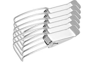 sourcing map Stainless Steel 201 Spring Loaded Draw Toggle Latch Catches Hasp, Pack of 6 (86mm / 3.39" Length)