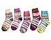 Produktbild Damen Mädchen Winter Warm Wolle Strick Knöchel Socken Bunte gestreifte 5 Paar UK Größe 4-7