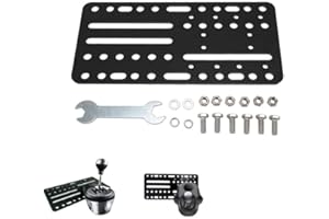 Sunicon USB Handbrake Mount Plate, USB Handbrake Desk Mount Bracket Plate Universal Multiple Hole Adapter Plate for SIM Racing Shifter