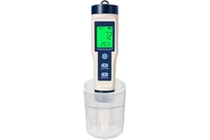 OWNICEE pH Mètre 5 en 1 Numérique avec Écran LCD, Testeur pH, TDS, EC, Salinité et Température, Précision 0.01, ATC et Étanchéité IP67, Testeur d'Eau pour Piscine, Aquarium, Hydroponie, Eau Potable, Spa