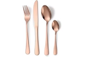 LAGUIOLE, Set posate 24 pezzi in acciaio inox 430, finitura PVD rosa opaco, comprensivo di 6 coltelli, 6 forchette, 6 cucchiai, 6 cucchiai da dessert - Misura: Standard, Colore: Rosa