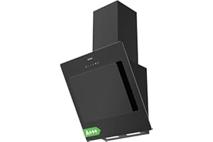 Hermitlux Cappa Aspirante 60cm, Energetica A+++ Cappa Aspirante con Ricircolo da 650 m³/h, 4 Livelli, Ricircolo Dell'aria di Scarico, Controllo Tattile, 59 dB, Nero