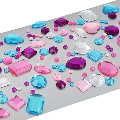 Shappy Selbstklebend Handwerk Schmuckstein Flatback Edelstein Kristall Strass Sticker Verzierungen, Verschiedene Größen, 5 Farben, 5 Blätter - 4