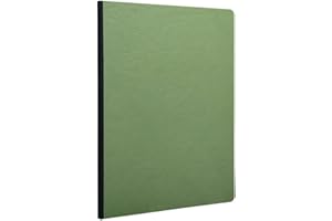 Clairefontaine 791423C collezione Age Bag taccuino cucito con dorso in tela verde - A4 21x29,7 cm - 192 pagine a quadretti piccoli - Carta Bianca 90 g - Copertina in carta Lustrée a grana grossa effetto cuoio