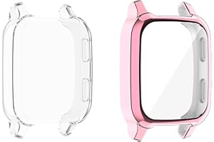 Dotoen Compatible with Garmin Venu SQ2, Soft TPU Ultra Thin Shockproof Screen Protector for Garmin Venu SQ/Garmin Venu SQ2 music/Garmin Venu SQ Music (Pink+transparent)