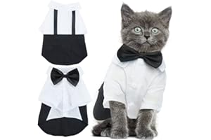 DENTRUN Hundehemd Formeller Anzug Stylischer Fliege-Kostüm, Welpenbekleidung Hochzeit Halloween Geburtstag Cosplay Hemd, Haustierkleidung für kleine bis mittelgroße Hunde