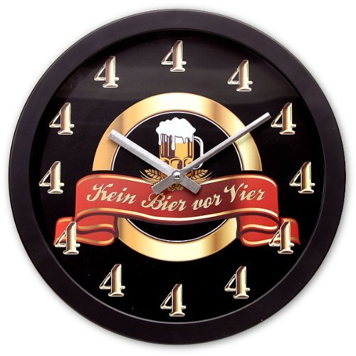 Wanduhr Kein Bier vor Vier im Retrolook