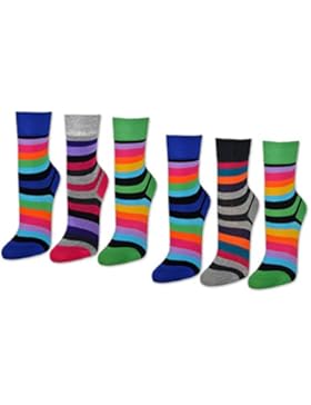 6 oder 12 Paar Damensocken Baumwolle Ringel ohne Naht Damen Socken Geringelt - 11979 - sockenkauf24