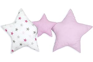 Totsy Baby Coussin décoratif pour Chambre d'enfant Lot de 3: 2 x 60 cm, 1 x 30 cm - Motif étoile - Coussin en Peluche pour Enfant Rose