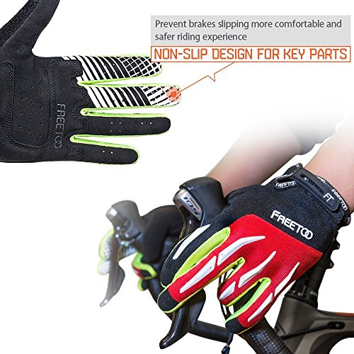 [Fahrradhandschuhe] FREETOO Radsporthandschuhe rutschfeste und stoßdämpfende Mountainbike Handschuhe mit Signalfarbe geeiget für Radsport MTB Road Race Downhill Wandern und andere Sports unisex - 5