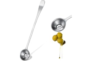 NUENEN Cuchara de Aceituna de Pepinillos de Acero Inoxidable con Orificio de Drenaje Ranurada Cucharas de Cocina Herramientas de Servir de Tarros para Oliva Cebolla Tarro de Cereza