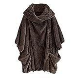 iHENGH Neujahrs Karnevalsaktion Damen Lässig Stilvoll Dicker bequem Feste Rollkragen-große Taschen Mantel Mäntel Vintage Oversize Coat(Kaffee,EU-64/CN-3XL)