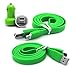 Produktbild Sony Xperia M5 Qualitativ hochwertiges ultra-kompaktes schnelles 2,1 Ampere DUAL-DSB Kugelladegerät fürs Auto Zigarettenanzünder-Anschluss Reise-Ladeadapter mit 1m flachem Anti-Tangle USB-/Lade-/Synchronisier-Kabel - Grün / Green - Von Gadget Giant®