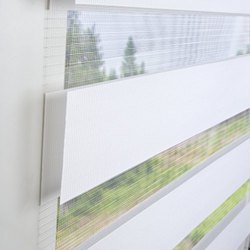 SHINY HOME® 90 x 150cm Duo-Rollo Klemmfix ohne Bohren Doppelrollo mit Klemmträger Weiß - 5