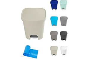 Jardin202 - Cubo basura plástico Apertura con pedal 25 Litros | Cubo reciclar Mate 35x30x42 cm | 25 Litros + Bolsas (Ecru)