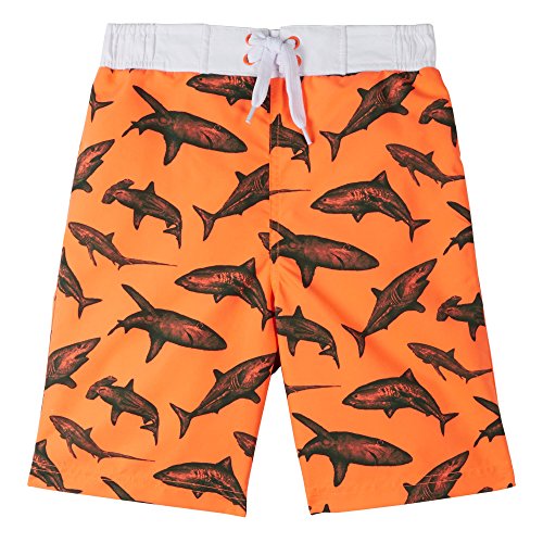 Bluezoo Kids Boy's Orange Shark Printed Swim Shorts Age 13-14