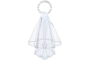 SIQITECH Brautschleier Damen Mädchen Tüllschleier mit Haarclip Schleier Blumen Kranz Weiß Hochzeit Lange Schleier Brauthaarschmuck mit Rosenkranz Elegant Schneespitze Brautschleier Tüll