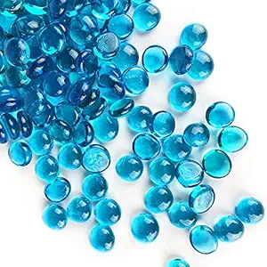 Seawaeve Creatures by E-SHOP Light Blue Glass Gemstone Beads Vase Fillers Flat Marble Beads Multiple Color Choices Aquarium Decor Rocks Floral Stones Decorative Mosaic Glass Gem Pebbles 1kg