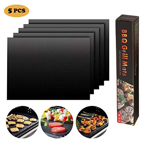 Tapis de Barbecue Tapis BBQ,5 pcs Tapis de Cuisson pour Barbecue Four Feuilles de Cuisson Antiadhésif,Réutilisables,Durables,Compatibles Lave-Vaisselle,Résistant à la Chaleur Tapis Gril Barbecue