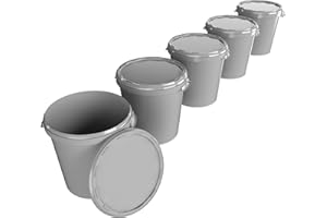 FIXEDBYU Lot de 5 seaux avec couvercle - 30 l - Fabriqué en Allemagne - Convient à un usage alimentaire, robuste et hermétique - Seau de conservation pour le stockage des aliments, des fournitures de bureau,