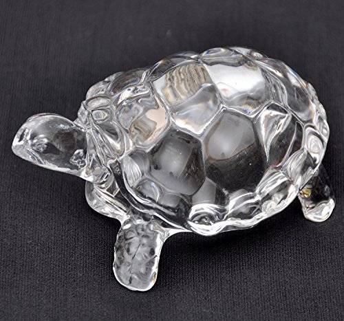 Pooja Art Gallery-Fengshui Vastu Original Clear Crystal Turtle for Peace & Prosperity (Big) (Size: Medium - 4.5 Inch)