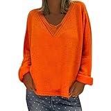 iHENGH Vorweihnachtliche Karnevalsaktion Damen Herbst Winter Bequem Lässig Mode Frauen beiläufige lose Tiefe V Ausschnitt Volltonfarbe gestrickte Oberteile Pullover und Bluse