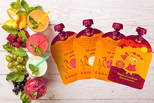 NEU divata MINI Quetschies 100ml (4er Pack), BPA-frei – wiederverwendbare Quetschbeutel zum selbst befüllen für Babys und kleine Kinder - 6