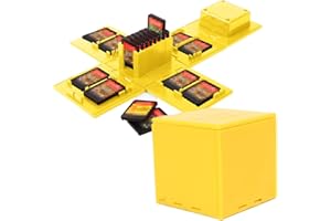 GRTLPOK Etui Kompatibel Für Nintendo Switch - Passend für bis zu 16 Nintendo Switch Spiele Aufbewahrungssystem Spielkarten Organizer Reisebox Hartschalen Set mit16 Slots Inserts (Fragenblock Gelb)