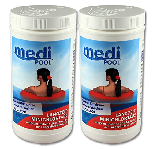 mediPOOL 503601MP Langzeit MiniChlorTabs 20g, 2 x 1 KG, Langzeit Mini Chlortabletten