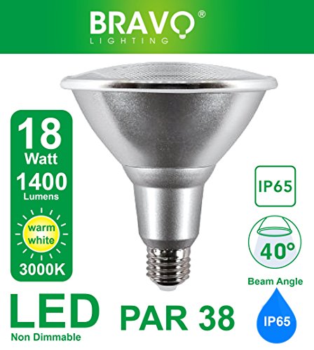 Bravo Lighting PAR38 Lampe halogène LED 18 W IP65 E27 équivalent à 150 W Blanc chaud 3000 K