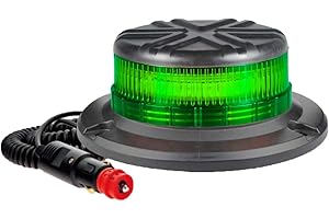 Dun-Bri DBG SLIMLINE Series Green LED Beacon for Plant Machinery Seatbelt Warning Strobe EMC R10 approved 12V/24V Car Van Truck Tractor Digger Construction (Magnetic Mount)