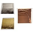 300 Sheets 8X8CM Gold Silver Copper Foil Sheets for Crafts Resin, Gilding, Framing, Nail Art, Craft Supplies - Gold Leaf