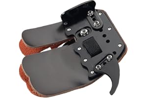 Yuehuamech Archery Finger Tab Shooting Finger Tab Aluminum Plate Cow Leather Adjustable Finger Protector Guard for LH/RH Recurve Bow Archery Competition Hunting