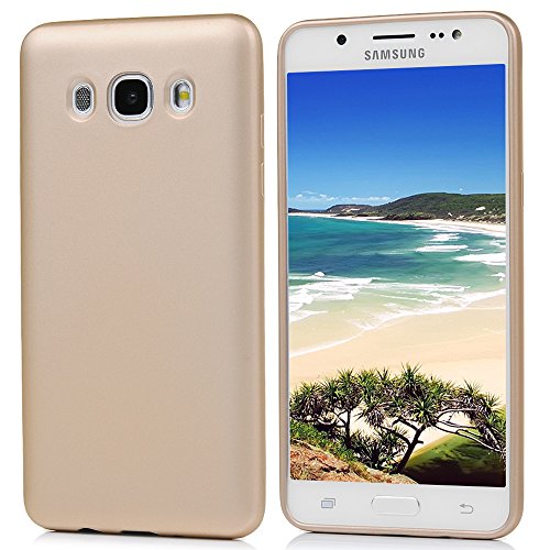 Lanveni J5 2016 Hülle, Handyhülle Etui Protective Case Cover TPU Silikon Schutzhülle Bumper Handytasche TPU-Bumper Weiche Silikon Case mit Glänzender Oberfläche Cover Design für Samsung Galaxy J5 2016 (Luxus-golden) + 1 x Stylus Stift + 1 x Staubdichte Stecker - 2