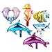 Produktbild TOYMYTOY Aufblasbare Meerestiere Folien Luftballons - Party Luftballons von Hai, Delphin, Seepferdchen, Tropischen Fischen und Bubble Fish 5er