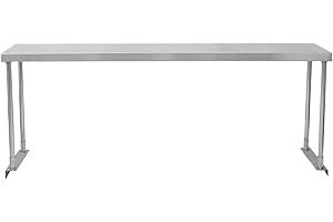 KUKOO Sobremesa de Cocina Comercial de 304 Acero Inoxidable Estante de 1 Nivel Mesa de Catering Sólo para Preparación de Comida Industrial Capacidad 100kg por Estante 150x30x45cm Kit de Fijación Gratis