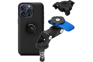 QUAD LOCK Soporte de Teléfono para Tubo de Dirección de Moto (V2) con Amortiguador de Vibraciones y Funda mag para iPhone 15 Pro MAX