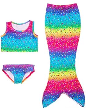 Le SSara Mädchen 3pcs Mermaid Schwanz Badeanzug Meermädchen Bikini Mermaid Bademode
