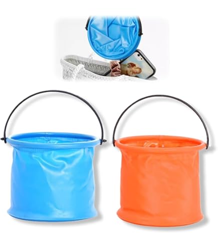 0XBIT Secchi Pieghevoli In Silicone - 2 Pezzi | Impermeabili, Compatti Per Spiaggia, Campeggio E Giardino - Foto 5