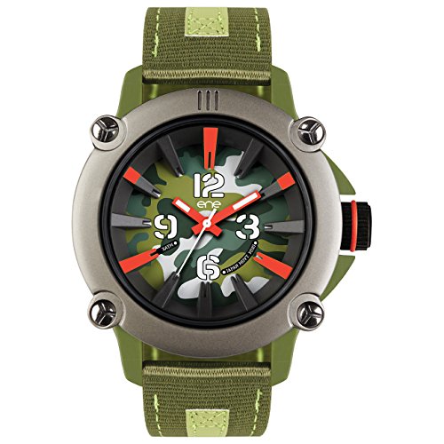 ene-watch Herren-Armbanduhr Analog, Model: 110 Camuflaje / 640008108, Nylon Armband