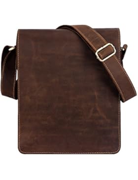 Kattee Vintage Büffelleder Flapover Laptoptasche Messenger Schultertasche