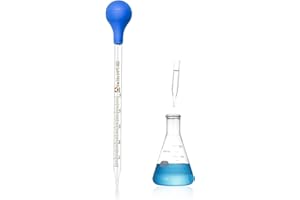 LETCDFER Dropping Pipettes Glass Scale Line Pipette Lab Dropper Dropping Pipet Pipette Dropper Blue Rubber Head Pipettors Dropping Pipettes 5ml Pipette Glass Graduated Pipette Transfer Pipettes(5ML,1PC)